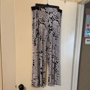 INC International Concepts Black and White Paisley Wide Leg Pants